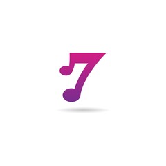 number 7 with music logo design icon