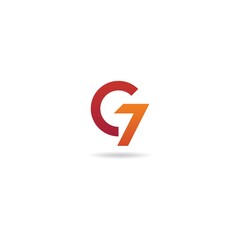 number 7 with letter g logo design icon template