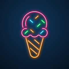 neon light ice cream vector