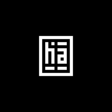 HA initial logo with square rectangular shape style