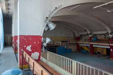 An old abandoned sports hall in the center of Warsaw 