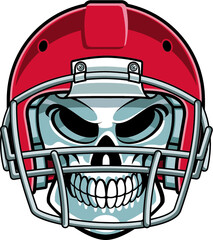 skull wearing american football helmet