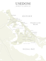 Ostsee Karte - Usedom - obrazy, fototapety, plakaty