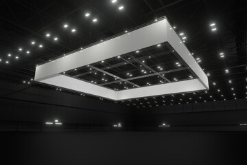 Empty exhibition center with banner. backdrop for exhibition stands.3d render.