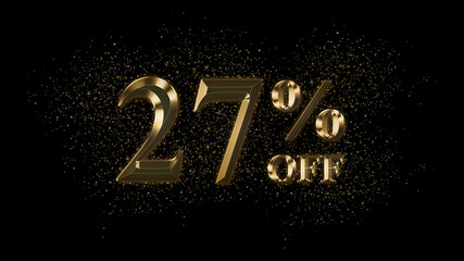 27 percent off, Gold Text Effect, Gold text with sparks, Gold Plated Text Effect
