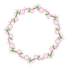 Hand drawn doodle floral frame. Simple line with the ink pen or pencil. Wedding anniversary decoration. Vector illustration