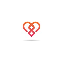 number 8 with love logo design icon template