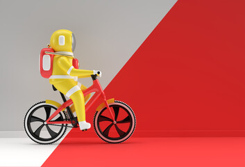 3D Render Concept of astronaut bicycle 3D art design illustration.