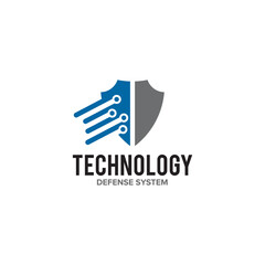 Technology defense system logo design template