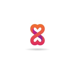 number 8 with love logo design icon template