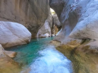 Wandaufkleber Trekking along the Lycian trail in the canyon of Harmony, near the town of Goynuk © Solarisys