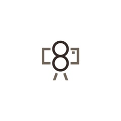 number 8 with camera logo design icon template
