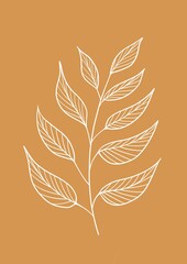 Abstract minimalist art poster. Abstract branch. Postcard, wallpaper, prints