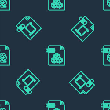 Set line 3DS file document, JS and AVI on seamless pattern. Vector