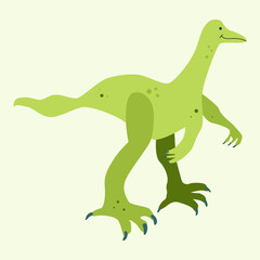 cute vector green dinosaur hand drawn in doodle style. children's illustration for a book postcard or T-shirt