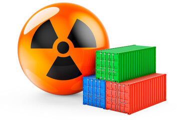 Cargo containers with radioactive waste, 3D rendering