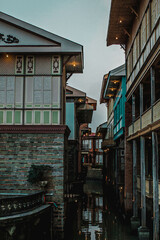 River between houses