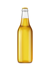 Realistic light beer in bottle, alcoholic beverage, template for product packaging and advertising.