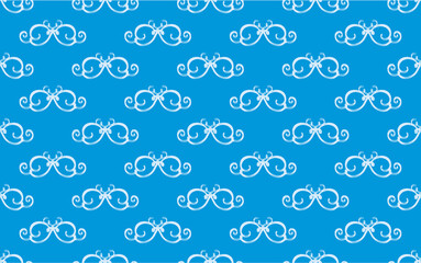 White pattern on blue background, abstract pattern design, modern contemporary style for fabric and other patterns.