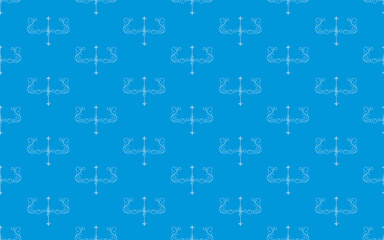 White pattern on blue background, abstract pattern design, modern contemporary style for fabric and other patterns.