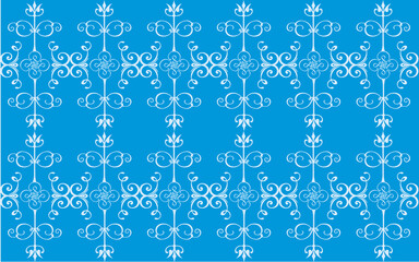 White pattern on blue background, abstract pattern design, modern contemporary style for fabric and other patterns.