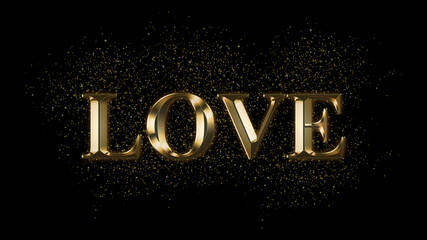 LOVE, Gold Text Effect, Gold text with sparks, Gold Plated Text Effect