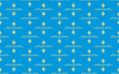 Yellow pattern on blue background Abstract pattern design, modern contemporary style for fabric and other patterns.