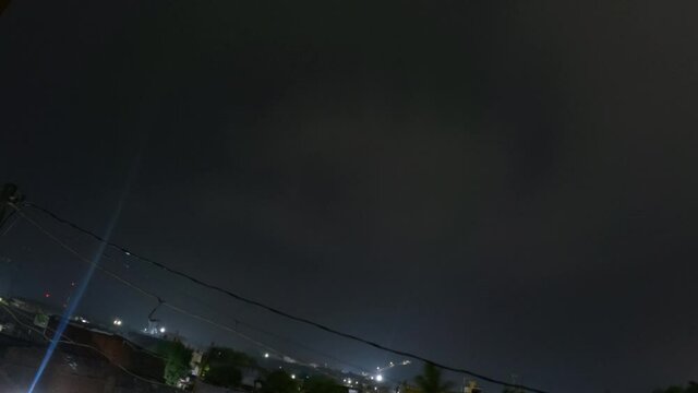 Night Time Lapse Of The Stormy Clouds In The Sky During The Night Due To The Cyclone Tauktae At Wankaner, Gujarat, India