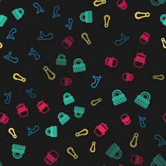 Set line Car fender, tire, door handle and Electric engine on seamless pattern. Vector