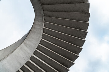 Spiral stairs seen from below on the Most Gdański Bridge in Warsaw across the Vistula River. Old...