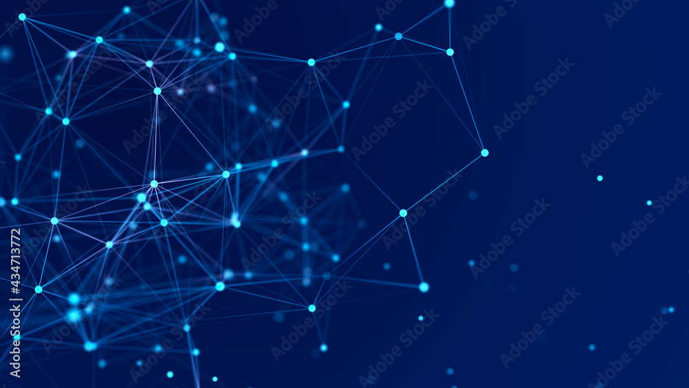 Fototapete Network connection data structure. Information technology. Big data visualization. 3D rendering.