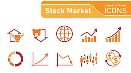Stock Market Icons (editable vector)