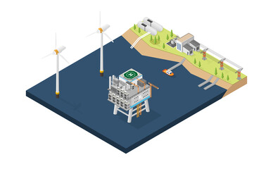 hydrogen offshore with isometric graphic