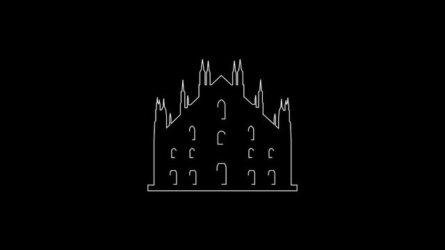 Milan Cathedral appearing on black background - 4K animated video graphics
