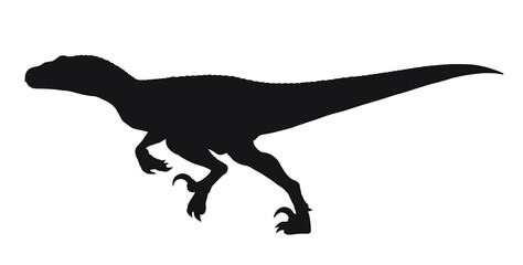 Running Velociraptor silhouette icon sign, Raptor dinosaurs symbol design, Isolated on white background, Vector illustration