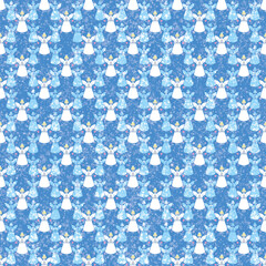 Angels in starry sky seamless pattern 3.	