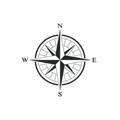 Compass graphic icon. Wind rose sign. Vintage symbol isolated on white background. Vector illustration