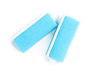 Hair curlers isolated on white, top view. Styling tool