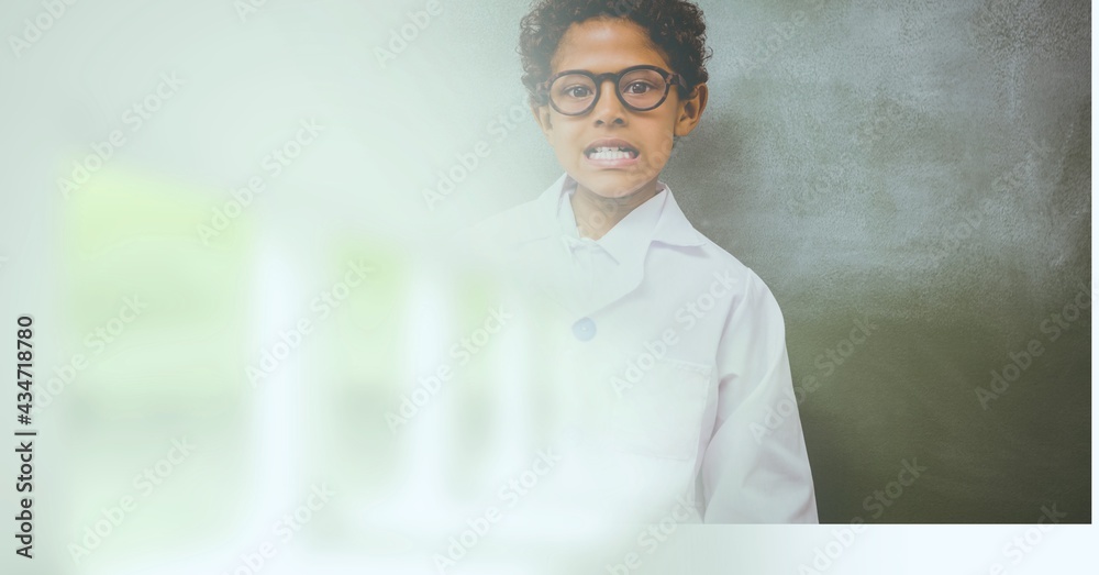 Canvas Prints Composition of schoolboy in glasses in school laboratory with motion blur