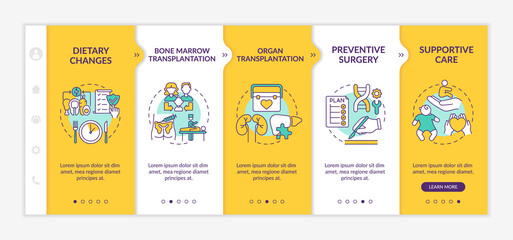 Genetic diseases health care onboarding vector template. Responsive mobile website with icons. Web page walkthrough 5 step screens. Medicine color concept with linear illustrations - obrazy, fototapety, plakaty