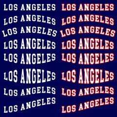 Los Angeles. Sweatshirt, t-shirt and hoodie print. City in the Western USA. Graphic design element. Sticker. Logo. Set in different variations. School, College and Academy style. Vector EPS10.