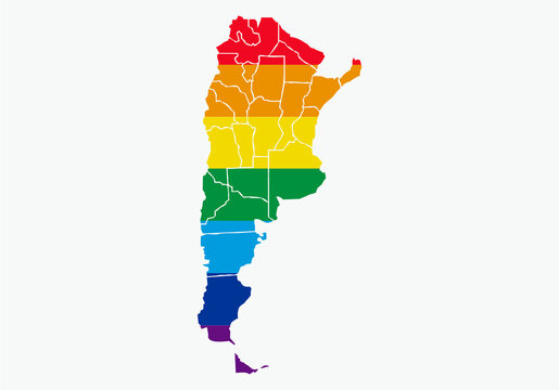 Bandera LGTBI en el mapa de Argentina.
