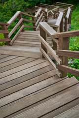 Fototapeta na wymiar 木造の長い階段を見下ろす
