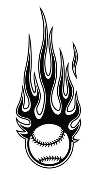 Baseball ball vector graphic with tribal fire flame. Ideal for printable sticker decal sport logo design car and motorcycle decoration