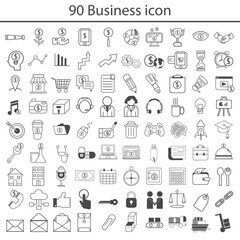 90 icons set. line style icons collection. Icons for business. vector ,illustration.