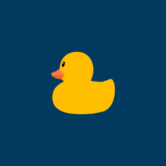 Yellow rubber duck Vector illustration on blue background