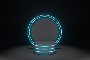 3d rendering illustration of podium display showcase for product placement in minimal design. podium stage showcase