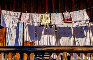 drying clothes at a washing line