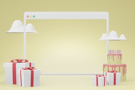 3d rendering illustration of podium for product placement in minimal design in christmas,birthday newyear celebration theme. podium stage showcase