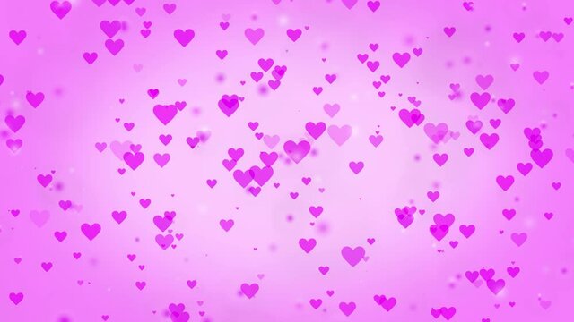 Pink heart on pink romantic background animation. Valentine's day loopable abstract hearts with bokeh.